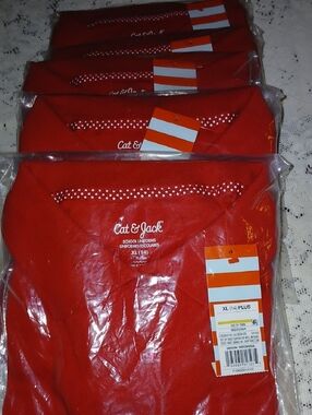 Cat & Jack Red Short-Sleeve School UNIFORM Pack of( 5) GIRLS SZ. XL(14) PLUS